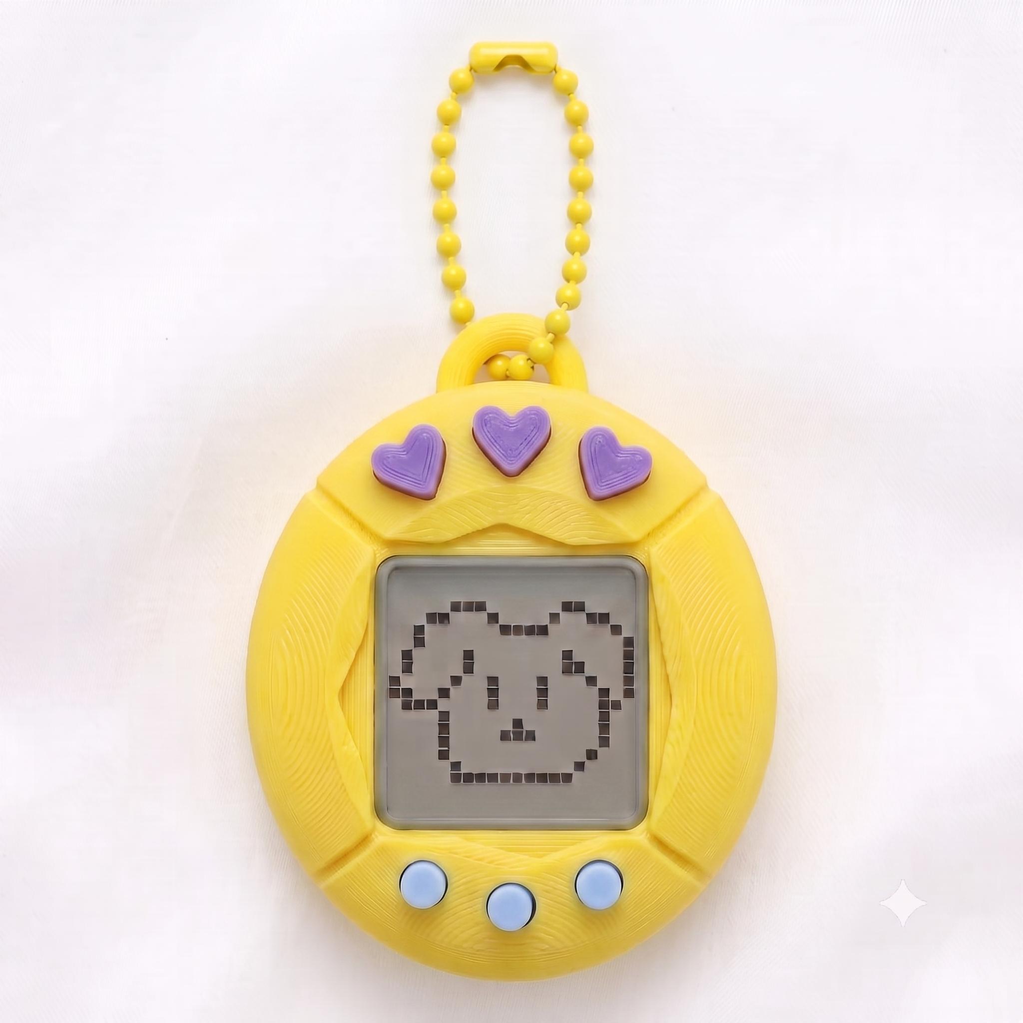 Clicker Llavero Antiestrés Tamagotchi Animalitos — Amarillo