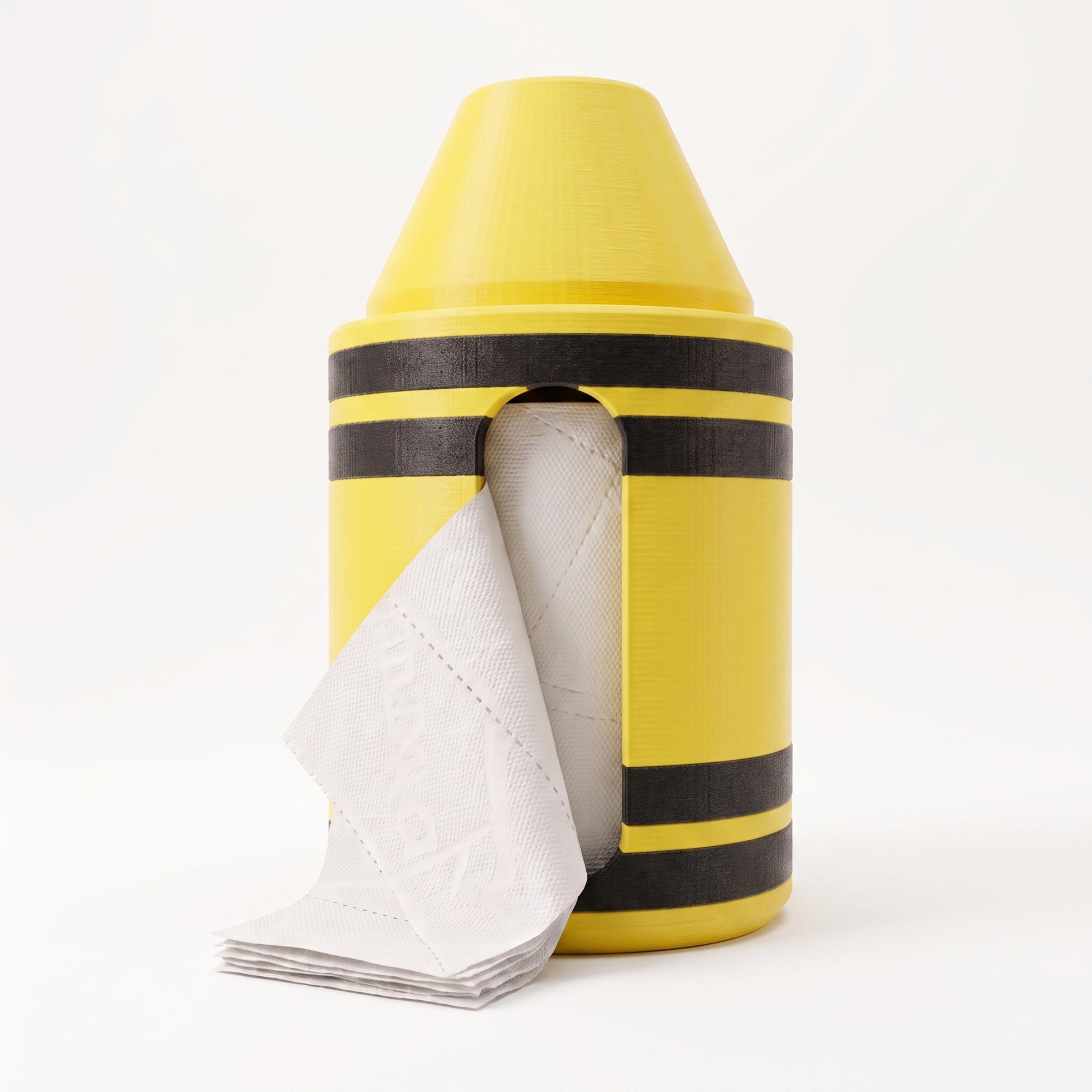 Dispensador y Organizador de Papel Higiénico en Forma de Crayola Gigante — Amarillo