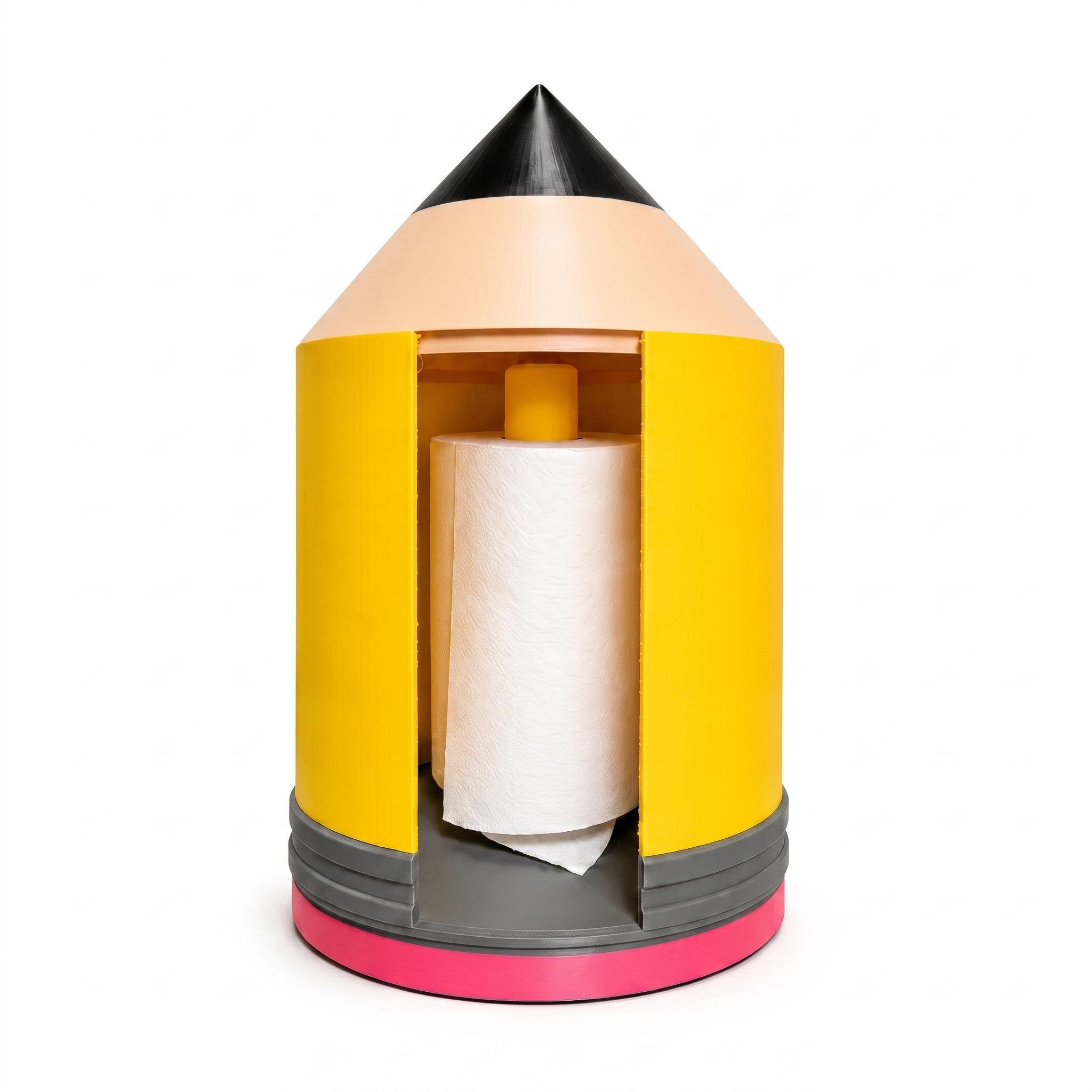 Dispensador y Organizador de Papel Higiénico en Forma de Lápiz Gigante — Amarillo