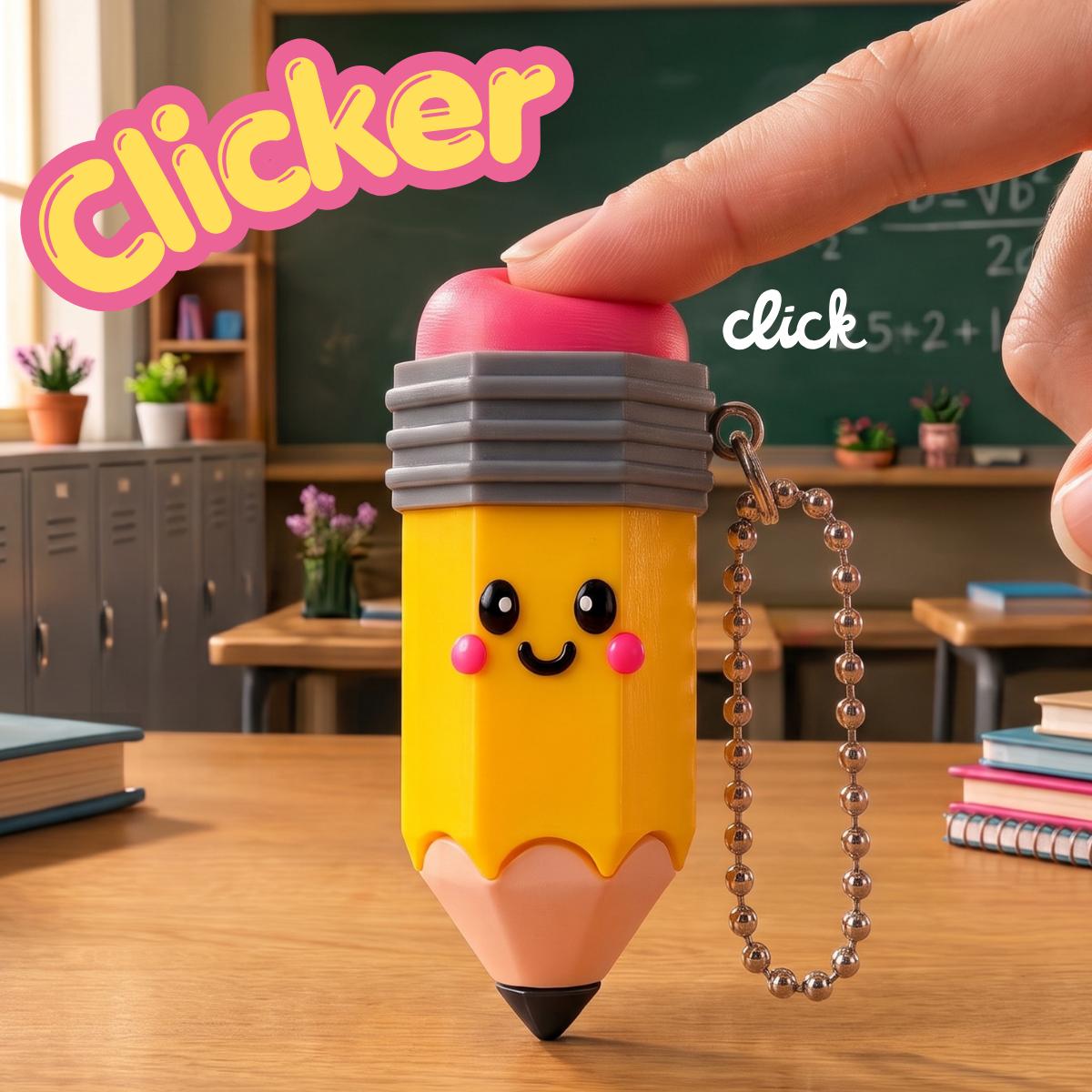Llavero Clicker Antiestrés Forma Lápiz Kawaii