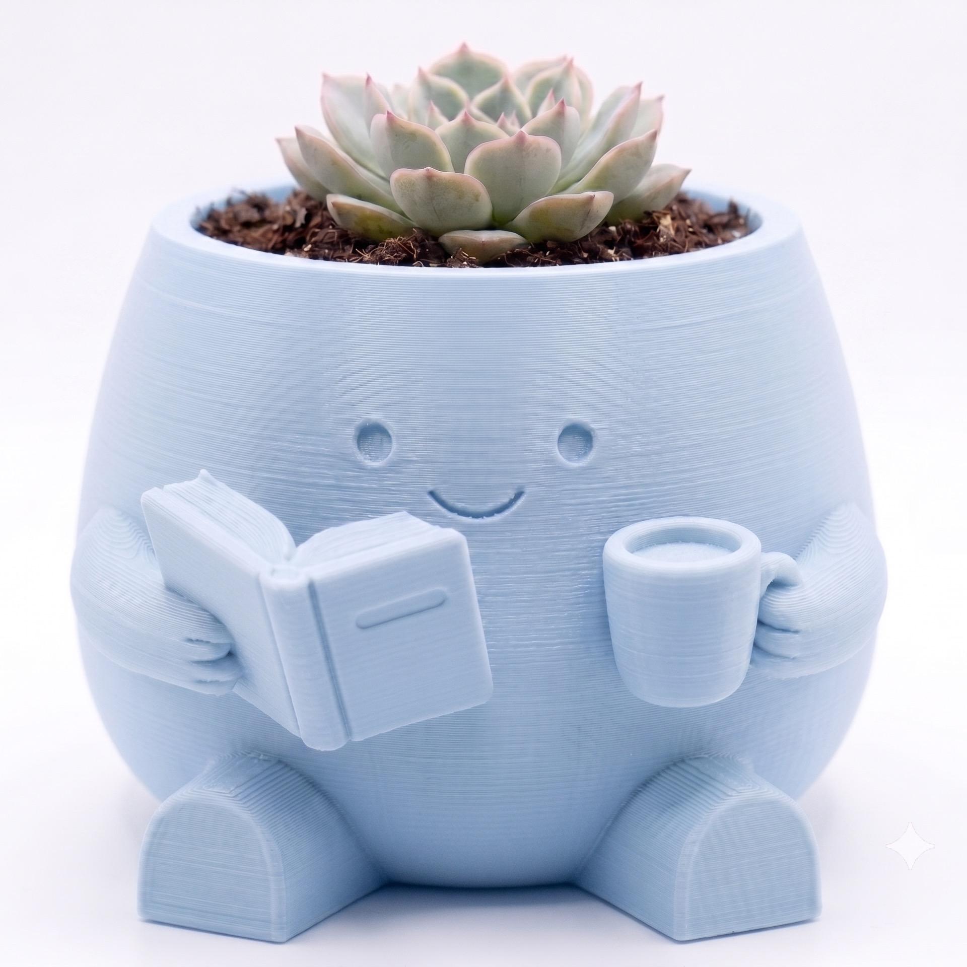 Maceta Decorativa Girly Para Plantas, Suculentas o Cactus — Azul Pastel