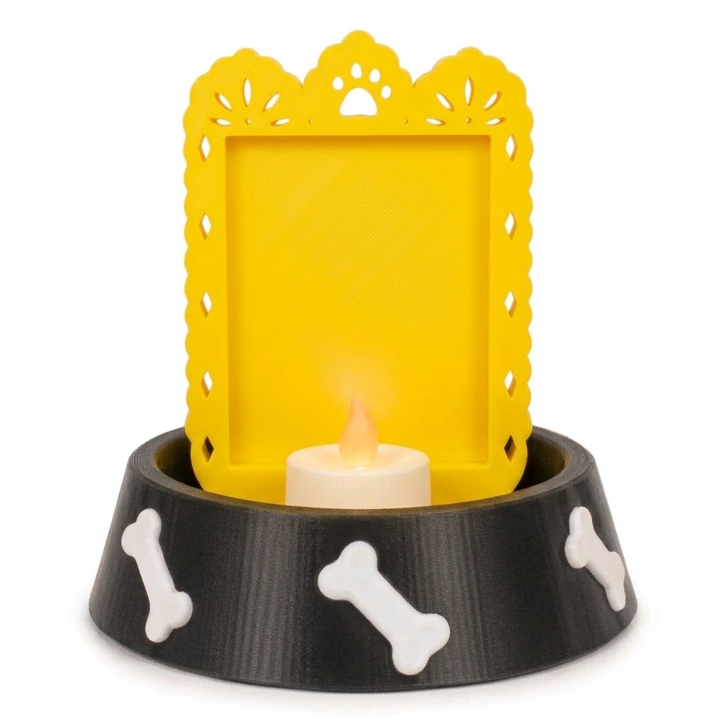 Mini Altar Memorial para Perrito con Velita — Amarillo