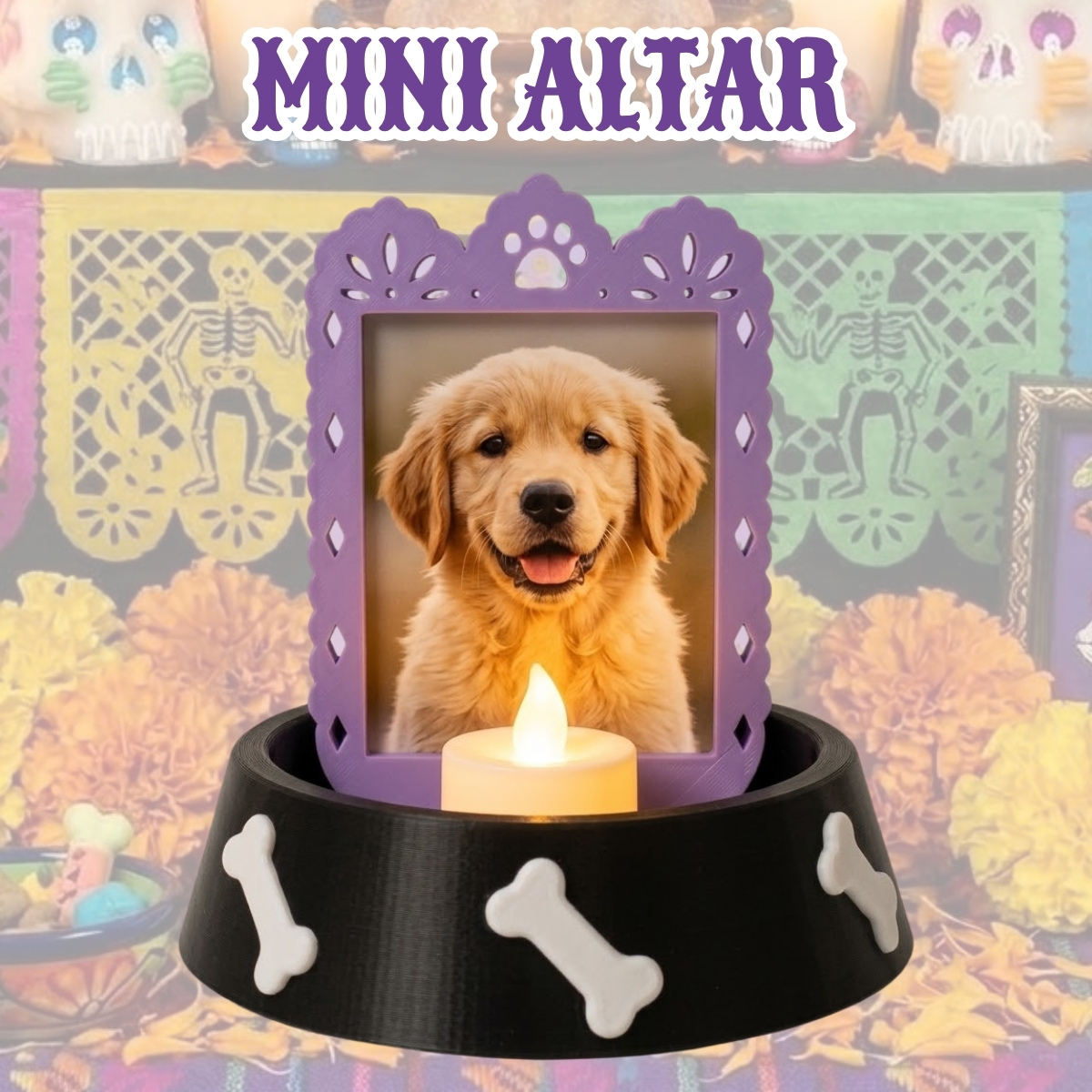 Mini Altar Memorial para Perrito con Velita