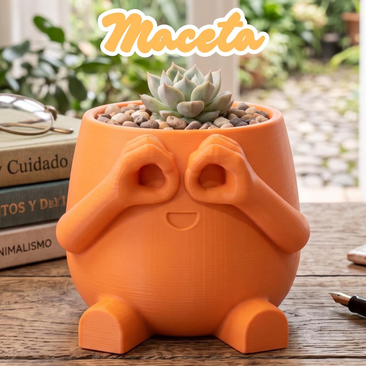 Mini Maceta Personaje Binoculares Impresa en 3D
