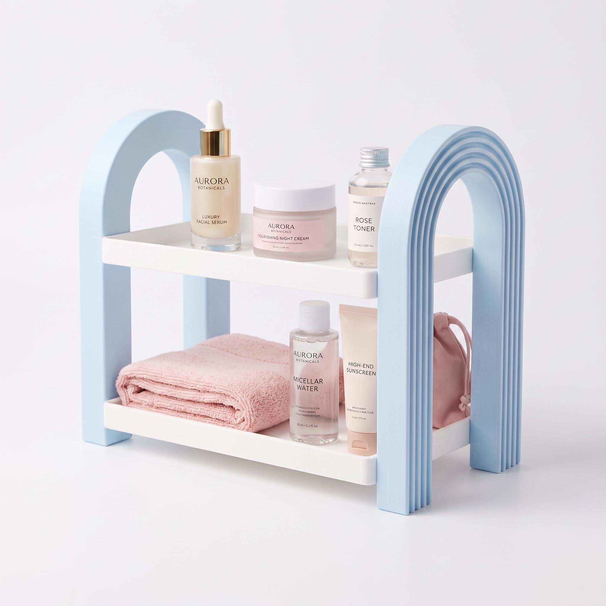 Mini Repisa Organizadora de Sobremesa para Maquillaje y Baño — Azul