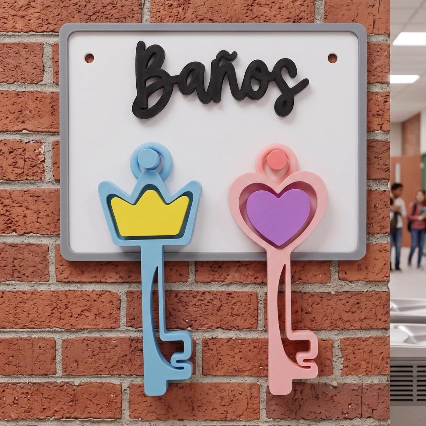Pizarrón Escolar de Permisos para Sanitarios con Llaves Colgantes | Juego Didáctico Escolar