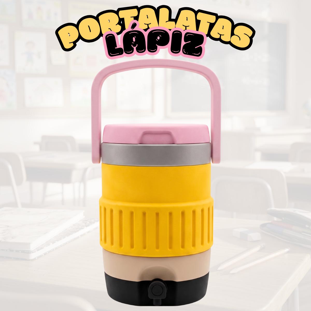 Porta Latas Térmico Lápiz 355ml con Popote de Acero Inoxidable