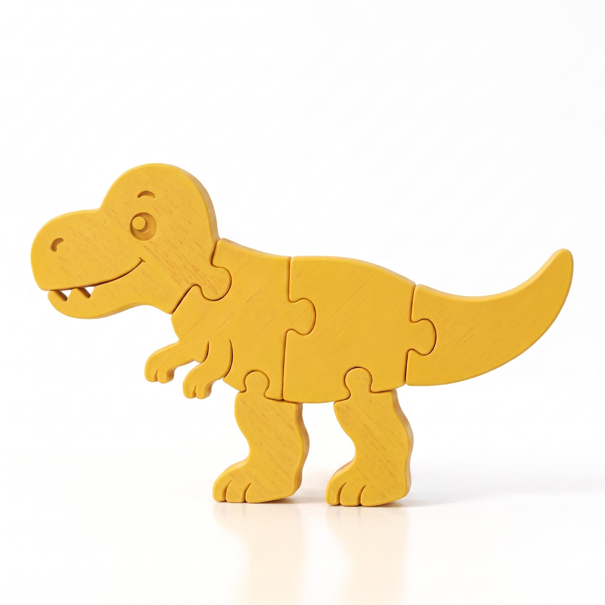 Rompecabezas 3D Dinosaurio T-Rex Estilo Montessori — Amarillo