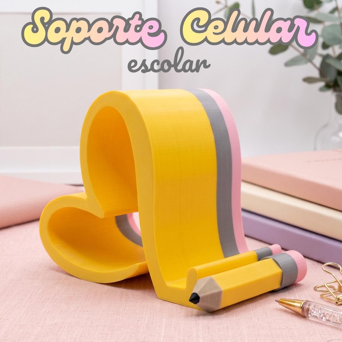 Soporte de Mesa Escolar para Celular Forma Corazón Lápiz