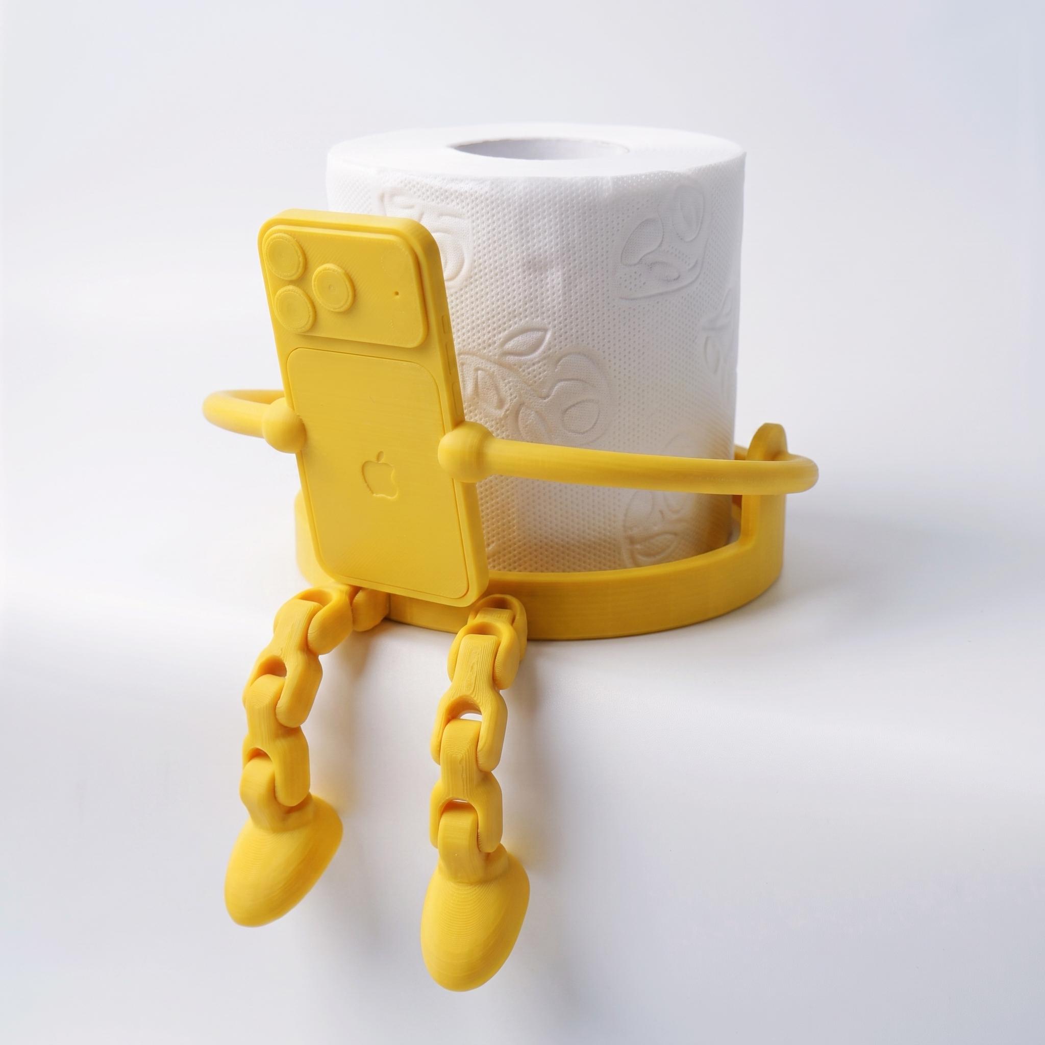 Soporte de Papel Higiénico - Articulado y Divertido con un Celular — Amarillo