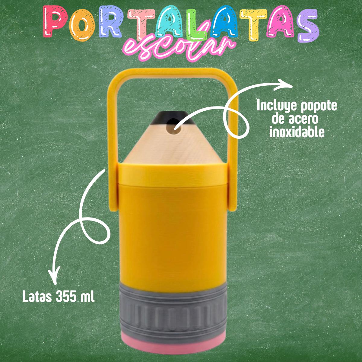 Vaso Térmico Porta Latas Lápiz Gigante 355ml Con Popote Acero Inoxidable