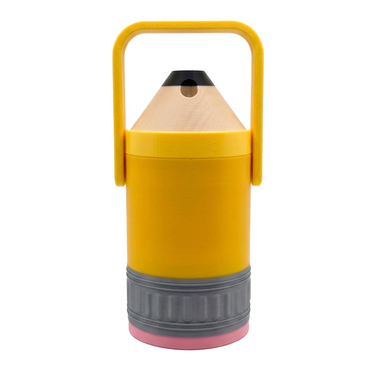 Vaso Térmico Porta Latas Lápiz Gigante 355ml Con Popote Acero Inoxidable — Amarillo